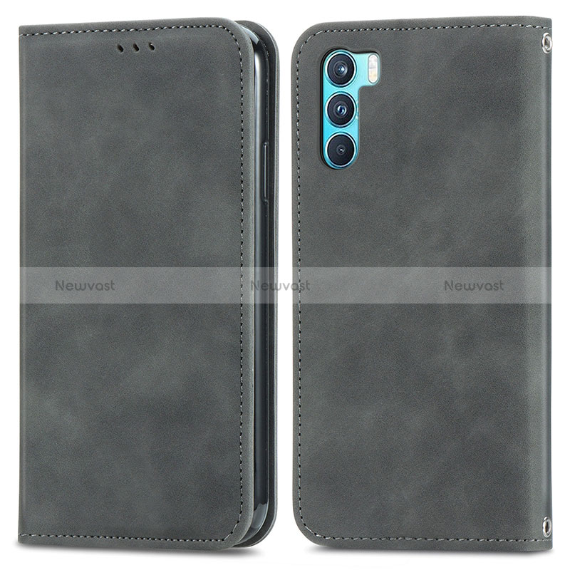 Leather Case Stands Flip Cover Holder S04D for Oppo K9 Pro 5G