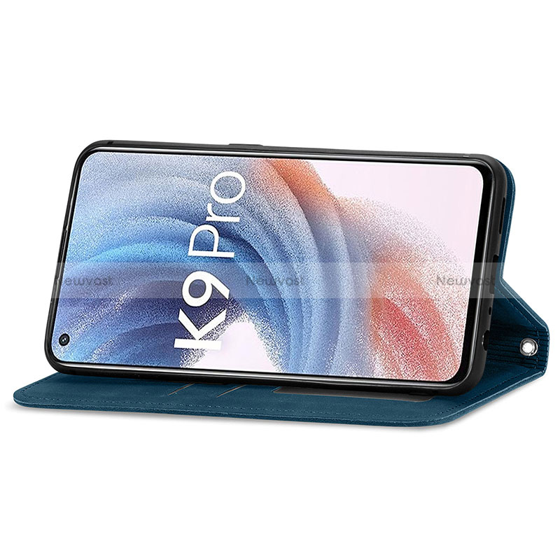 Leather Case Stands Flip Cover Holder S04D for Oppo K9 Pro 5G