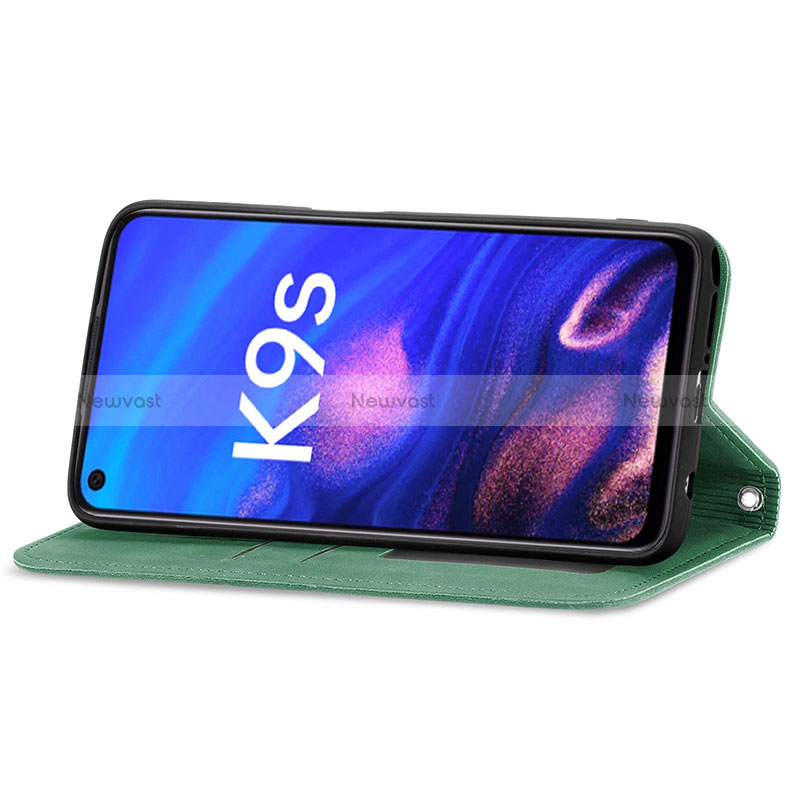 Leather Case Stands Flip Cover Holder S04D for Oppo K9S 5G