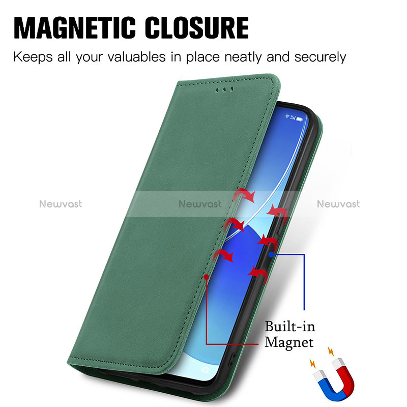 Leather Case Stands Flip Cover Holder S04D for Oppo Reno6 5G