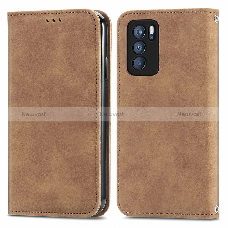 Leather Case Stands Flip Cover Holder S04D for Oppo Reno6 Pro 5G India