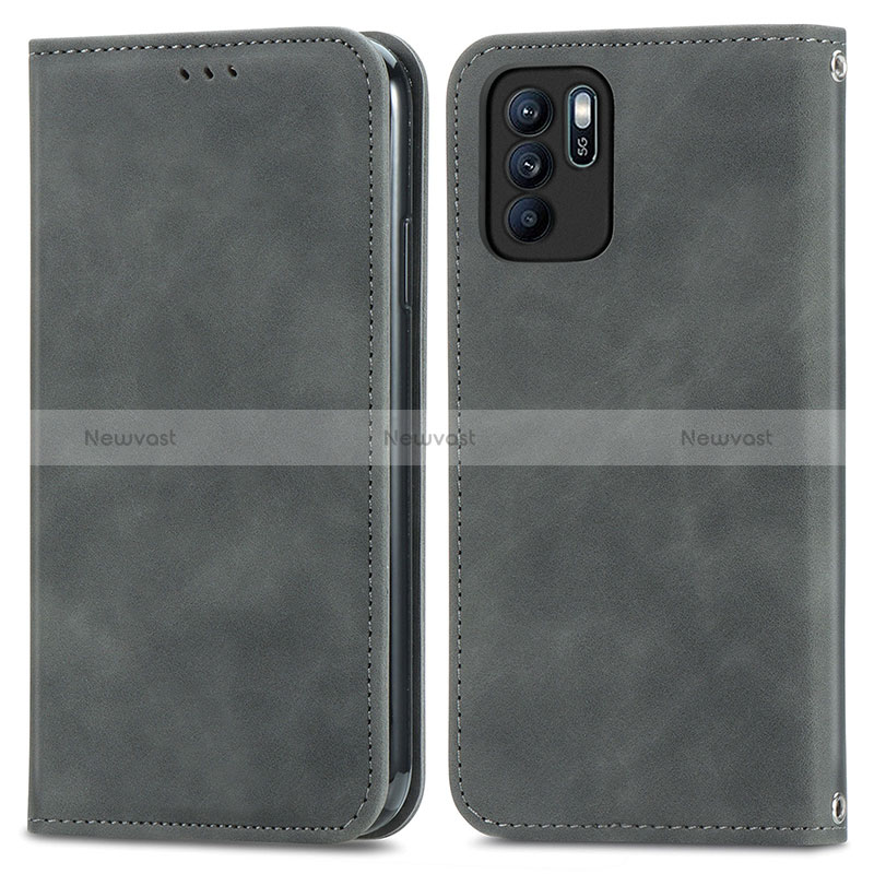 Leather Case Stands Flip Cover Holder S04D for Oppo Reno6 Z 5G