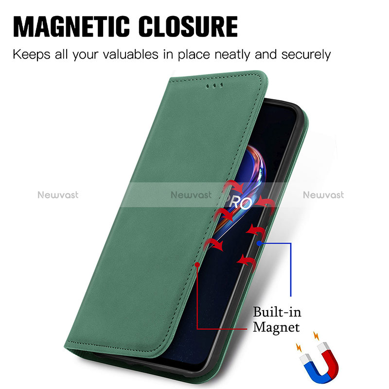 Leather Case Stands Flip Cover Holder S04D for Realme 9 5G