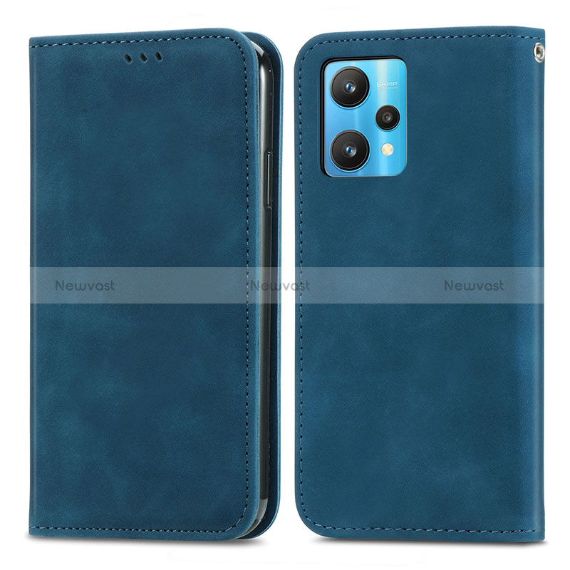 Leather Case Stands Flip Cover Holder S04D for Realme 9 Pro+ Plus 5G Blue
