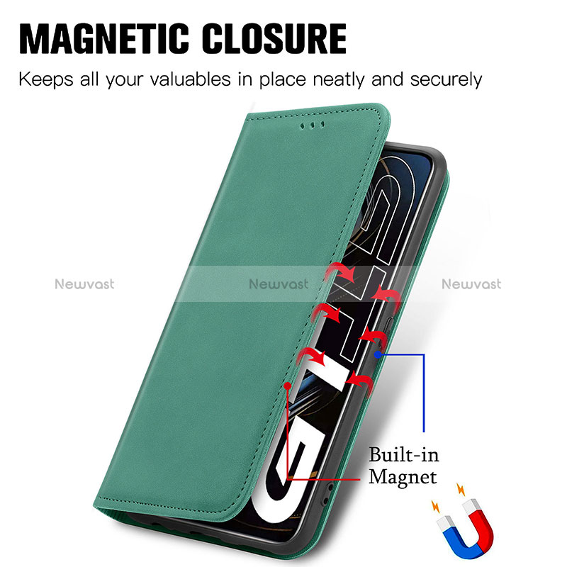 Leather Case Stands Flip Cover Holder S04D for Realme GT 5G