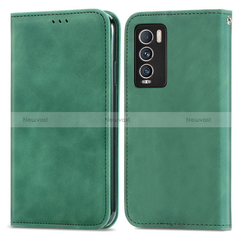 Leather Case Stands Flip Cover Holder S04D for Realme GT Master Explorer 5G Green