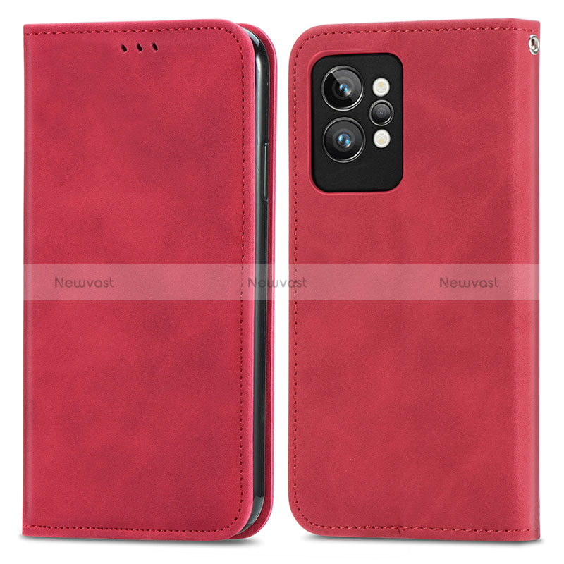 Leather Case Stands Flip Cover Holder S04D for Realme GT2 Pro 5G Red