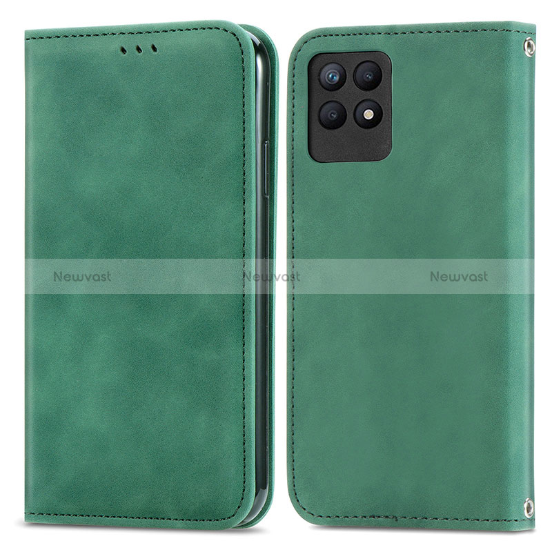 Leather Case Stands Flip Cover Holder S04D for Realme Narzo 50 4G Green