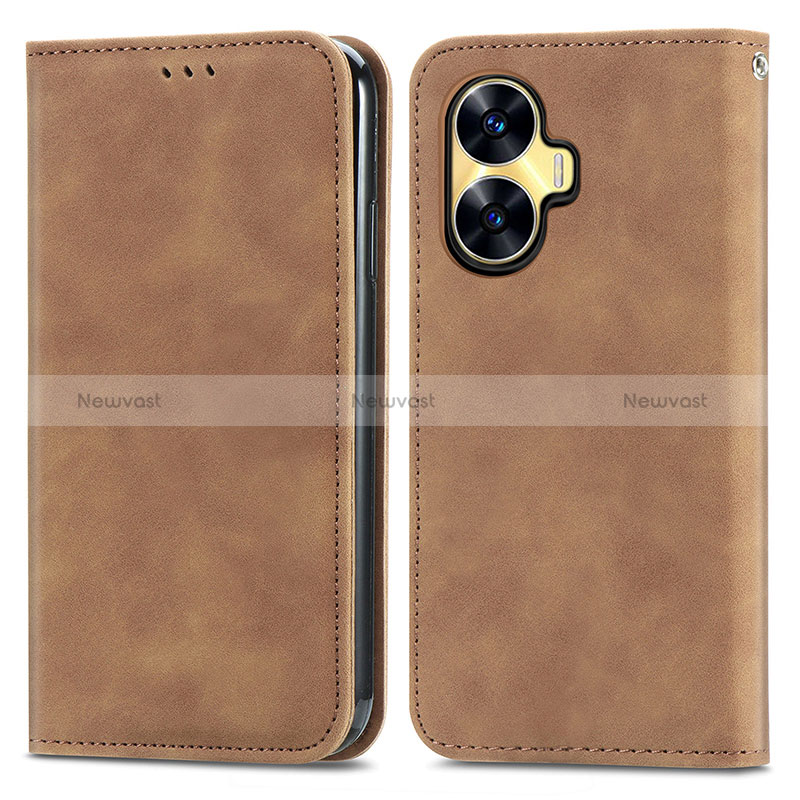 Leather Case Stands Flip Cover Holder S04D for Realme Narzo N55