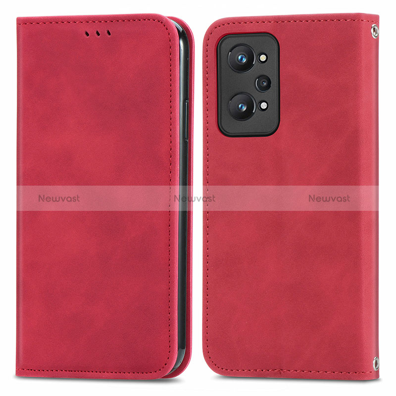 Leather Case Stands Flip Cover Holder S04D for Realme Q5 Pro 5G Red