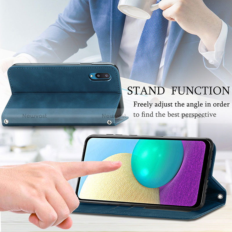 Leather Case Stands Flip Cover Holder S04D for Samsung Galaxy A02