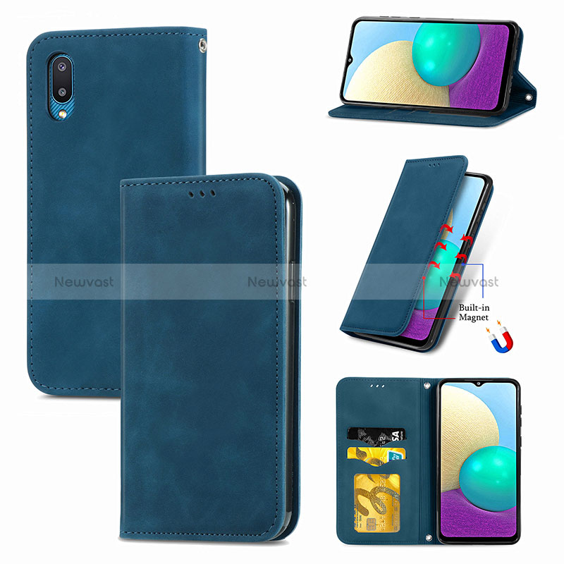 Leather Case Stands Flip Cover Holder S04D for Samsung Galaxy A02