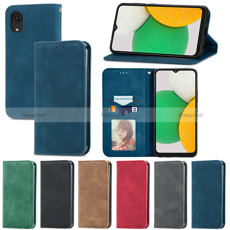 Leather Case Stands Flip Cover Holder S04D for Samsung Galaxy A03 Core