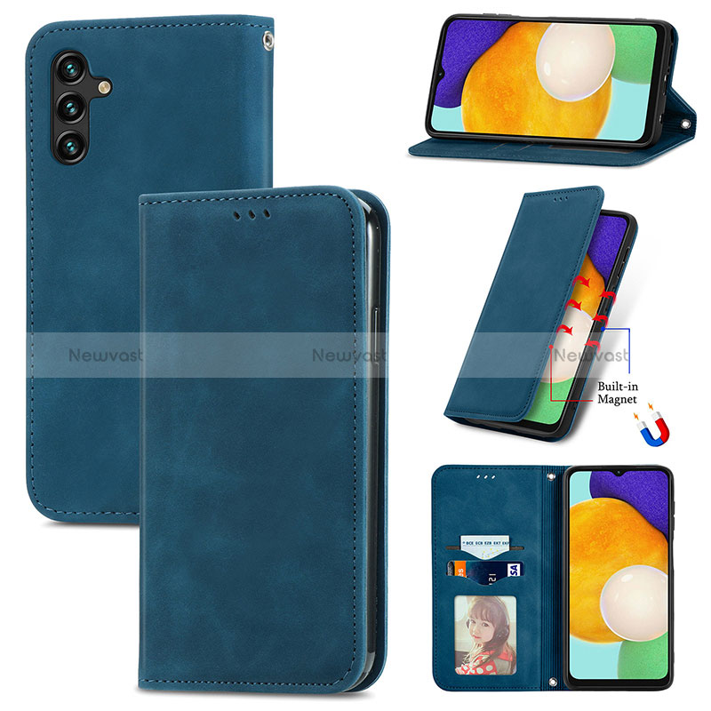 Leather Case Stands Flip Cover Holder S04D for Samsung Galaxy A04s