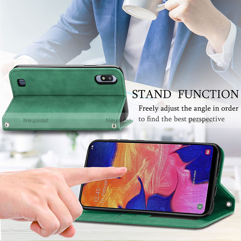 Leather Case Stands Flip Cover Holder S04D for Samsung Galaxy A10