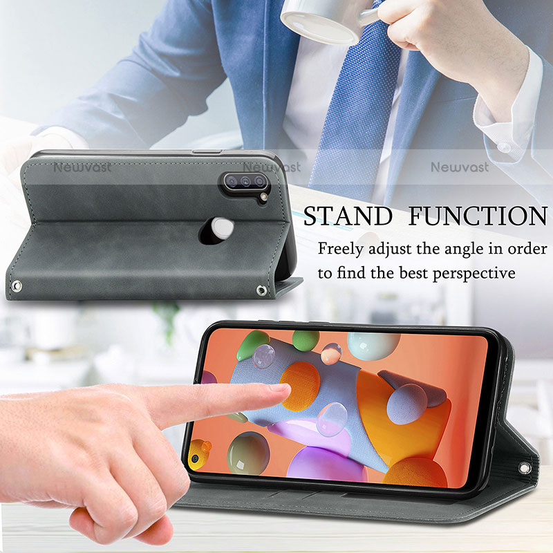 Leather Case Stands Flip Cover Holder S04D for Samsung Galaxy A11