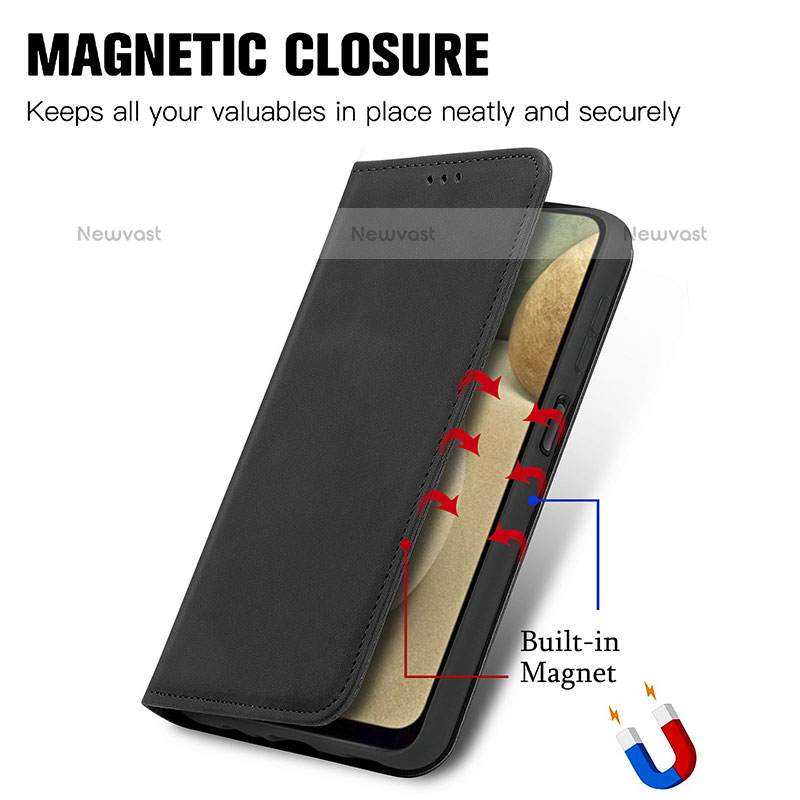 Leather Case Stands Flip Cover Holder S04D for Samsung Galaxy A12