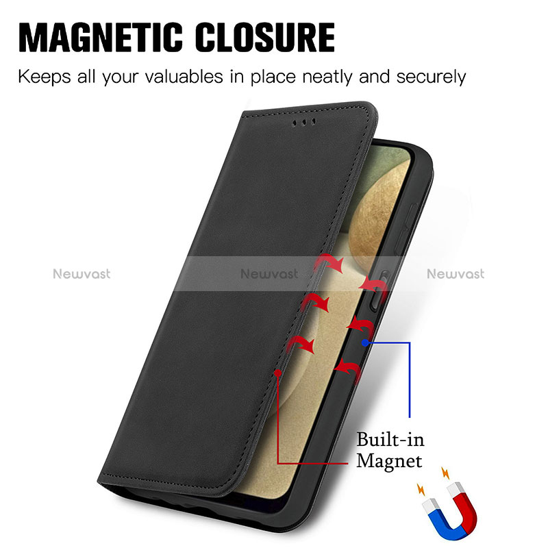 Leather Case Stands Flip Cover Holder S04D for Samsung Galaxy A12 Nacho