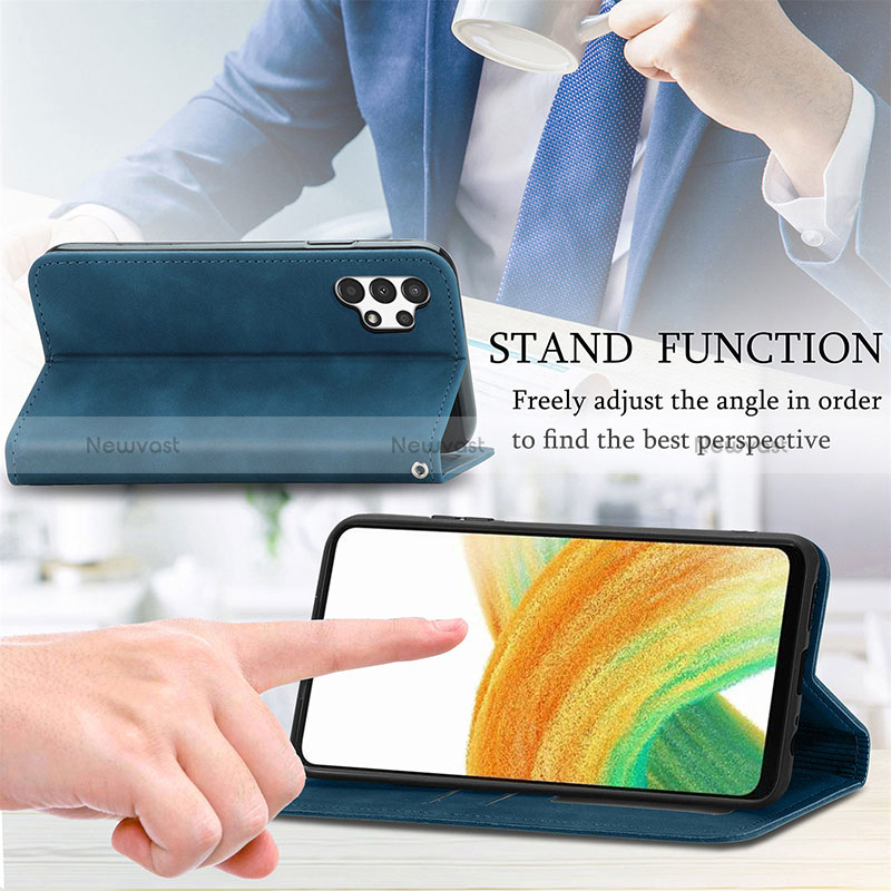 Leather Case Stands Flip Cover Holder S04D for Samsung Galaxy A13 4G