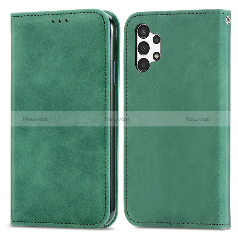 Leather Case Stands Flip Cover Holder S04D for Samsung Galaxy A13 4G Green