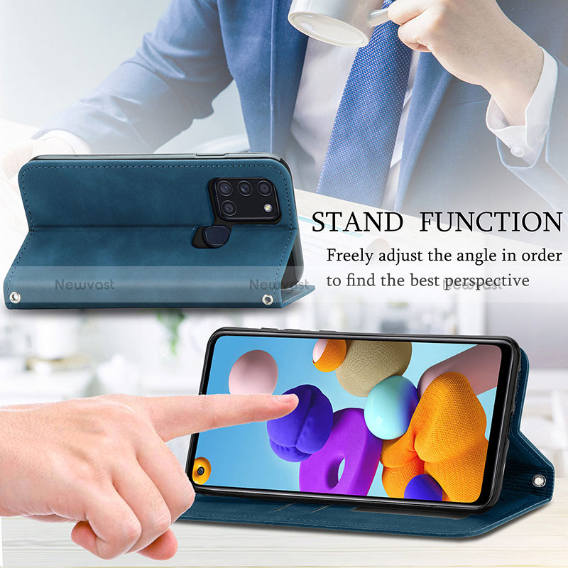 Leather Case Stands Flip Cover Holder S04D for Samsung Galaxy A21s