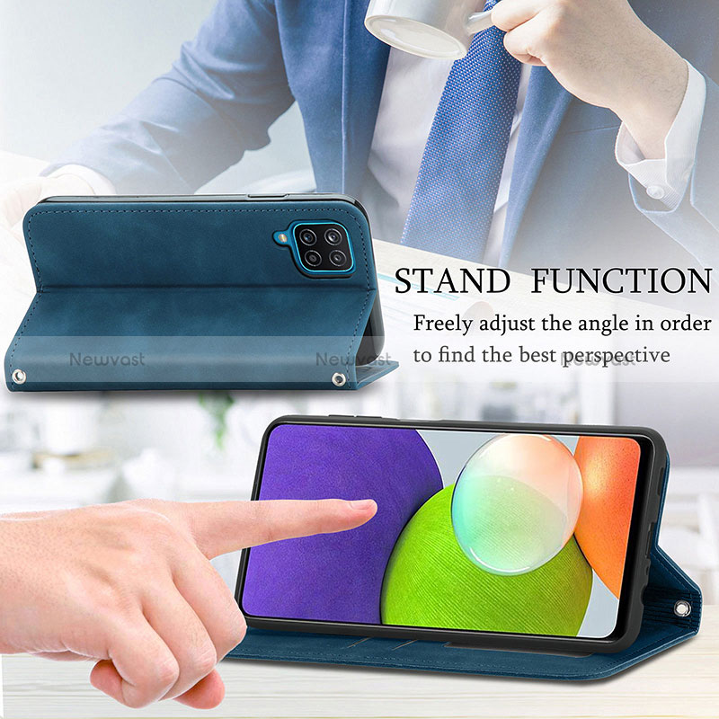 Leather Case Stands Flip Cover Holder S04D for Samsung Galaxy A22 4G