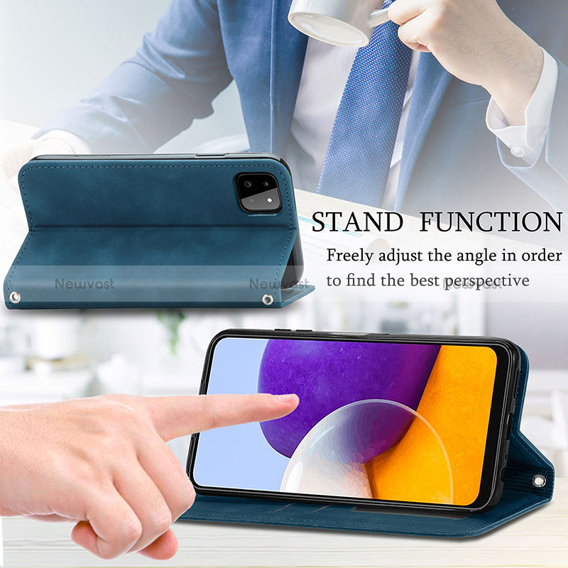 Leather Case Stands Flip Cover Holder S04D for Samsung Galaxy A22 5G