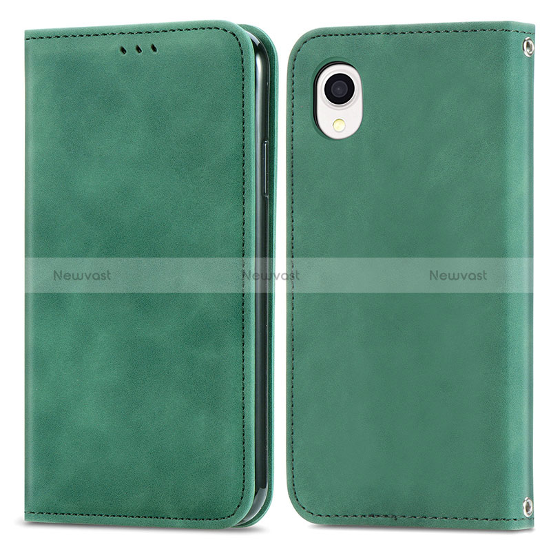 Leather Case Stands Flip Cover Holder S04D for Samsung Galaxy A22 5G SC-56B Green