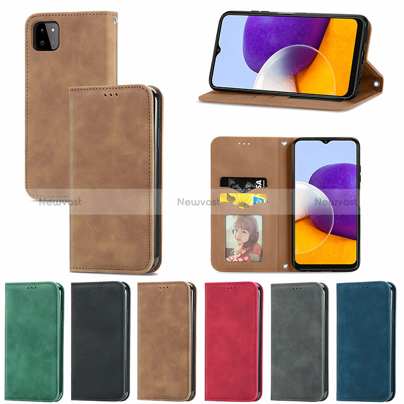 Leather Case Stands Flip Cover Holder S04D for Samsung Galaxy A22s 5G