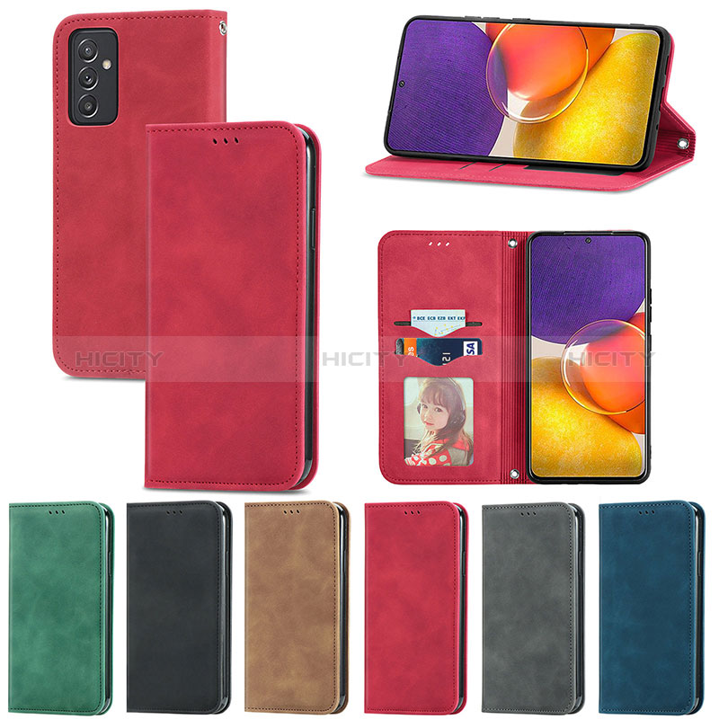 Leather Case Stands Flip Cover Holder S04D for Samsung Galaxy A24 4G