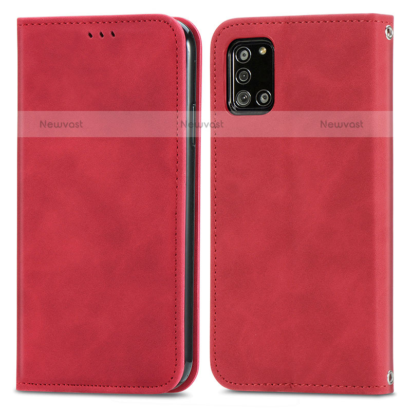 Leather Case Stands Flip Cover Holder S04D for Samsung Galaxy A31 Red