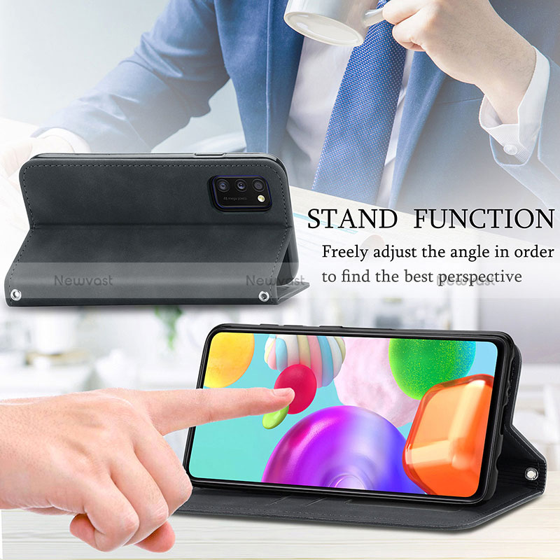 Leather Case Stands Flip Cover Holder S04D for Samsung Galaxy A41