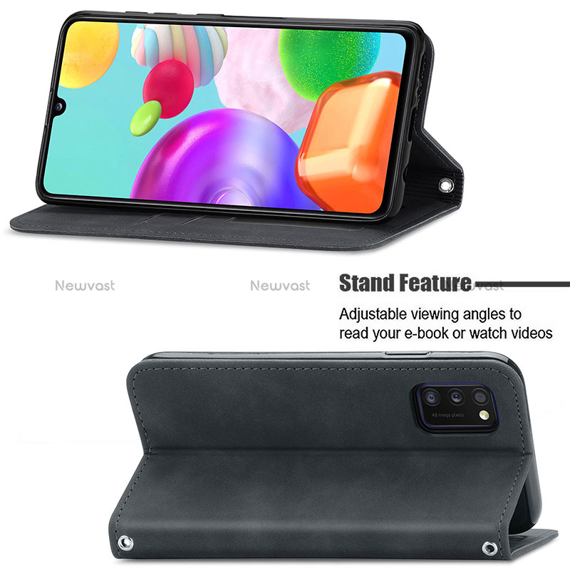 Leather Case Stands Flip Cover Holder S04D for Samsung Galaxy A41