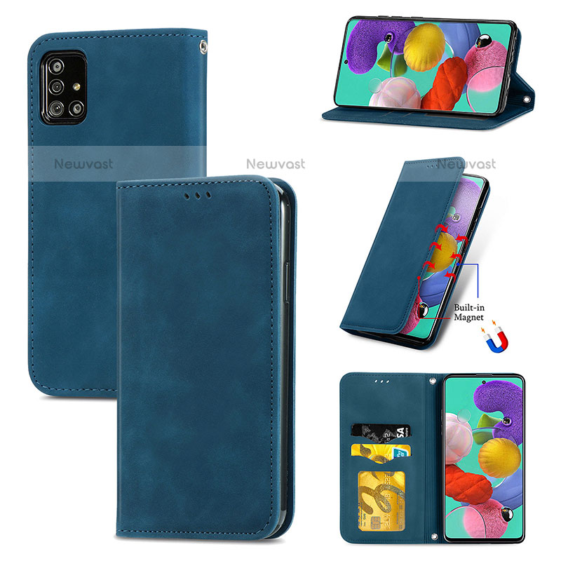 Leather Case Stands Flip Cover Holder S04D for Samsung Galaxy A51 4G