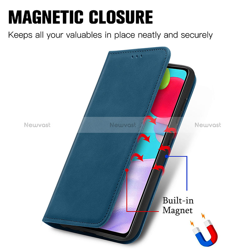 Leather Case Stands Flip Cover Holder S04D for Samsung Galaxy A52 4G