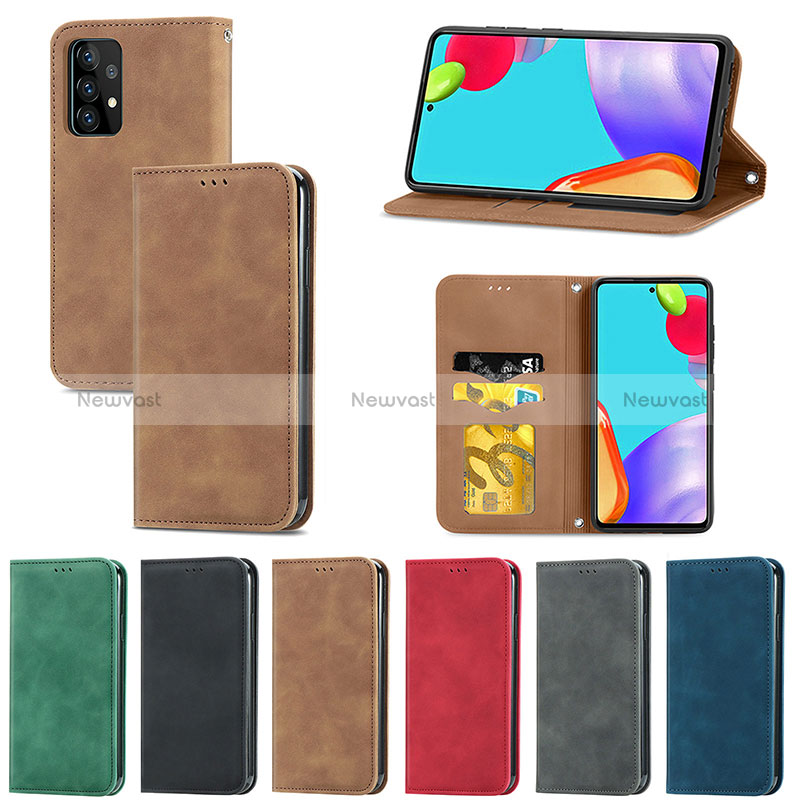 Leather Case Stands Flip Cover Holder S04D for Samsung Galaxy A52 4G