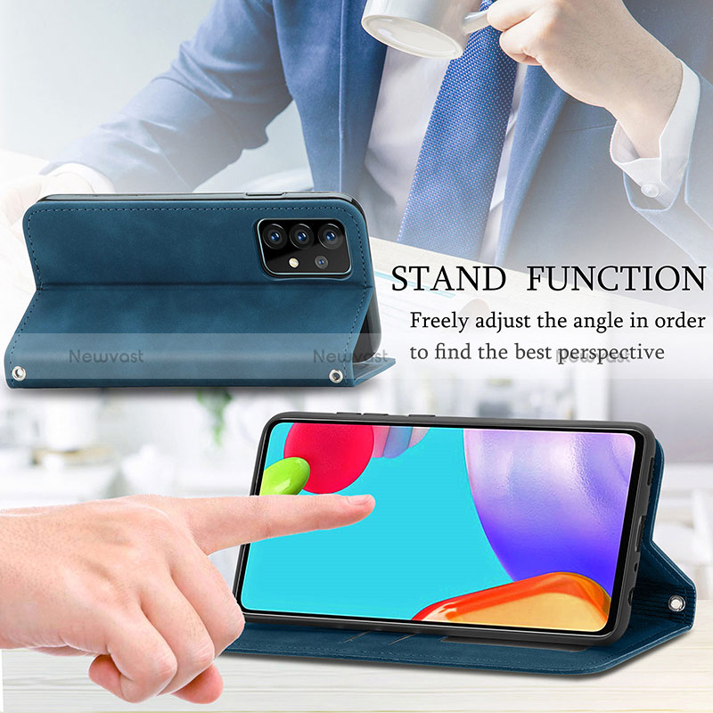 Leather Case Stands Flip Cover Holder S04D for Samsung Galaxy A52 5G