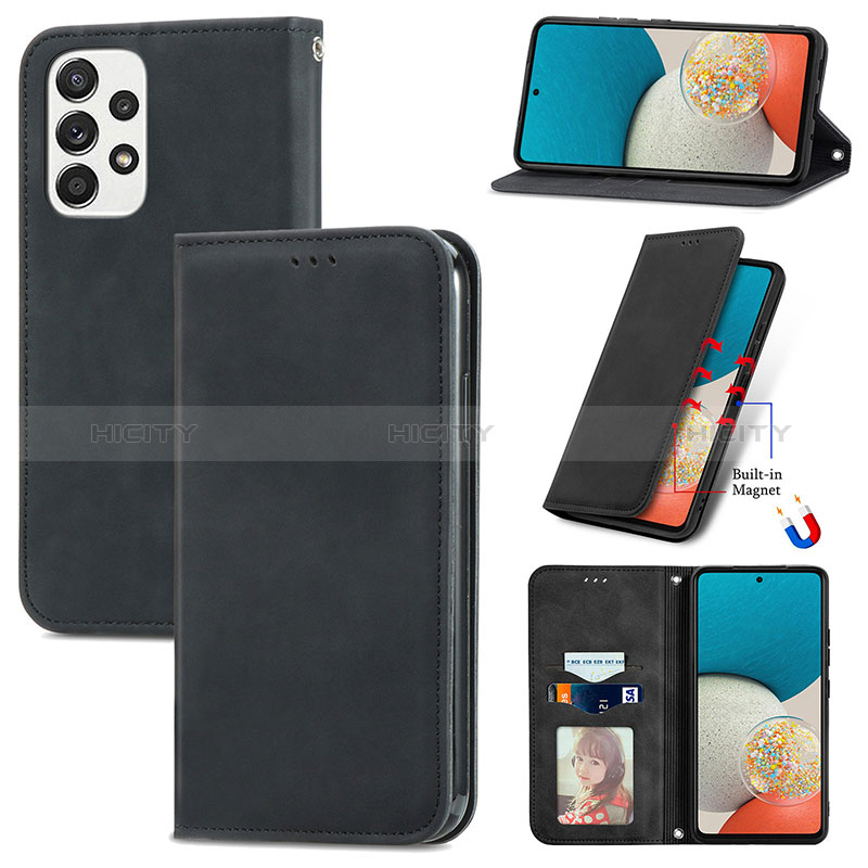 Leather Case Stands Flip Cover Holder S04D for Samsung Galaxy A53 5G