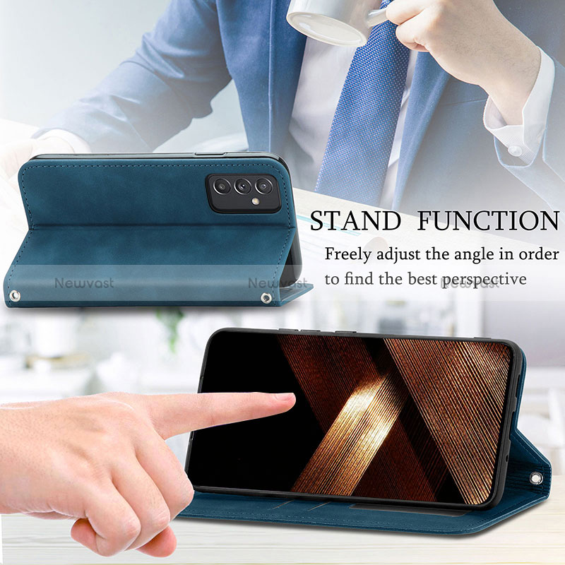 Leather Case Stands Flip Cover Holder S04D for Samsung Galaxy A55 5G