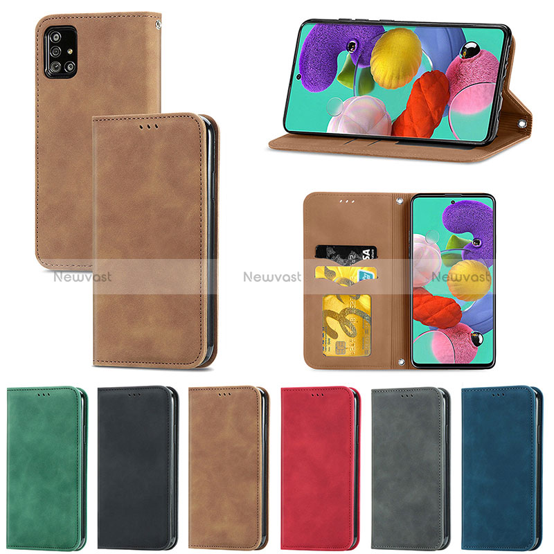 Leather Case Stands Flip Cover Holder S04D for Samsung Galaxy A71 5G