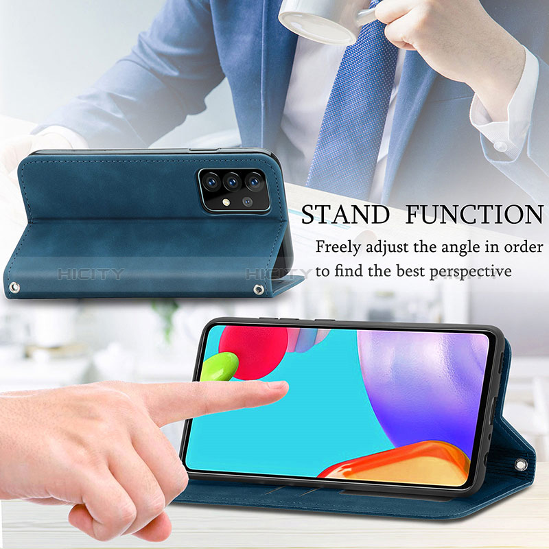 Leather Case Stands Flip Cover Holder S04D for Samsung Galaxy A72 5G