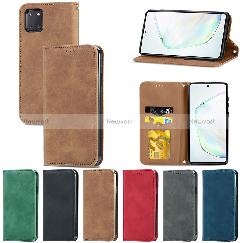 Leather Case Stands Flip Cover Holder S04D for Samsung Galaxy A81