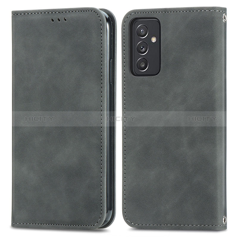 Leather Case Stands Flip Cover Holder S04D for Samsung Galaxy A82 5G Gray
