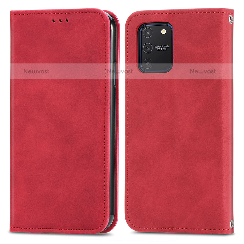 Leather Case Stands Flip Cover Holder S04D for Samsung Galaxy A91 Red