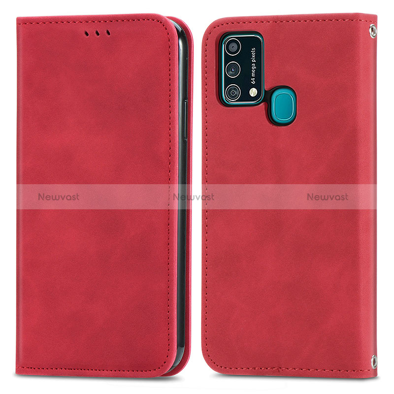 Leather Case Stands Flip Cover Holder S04D for Samsung Galaxy F41 Red