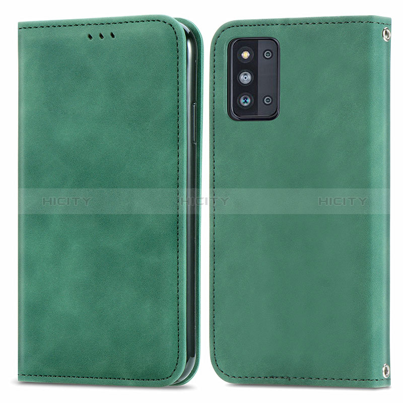Leather Case Stands Flip Cover Holder S04D for Samsung Galaxy F52 5G Green