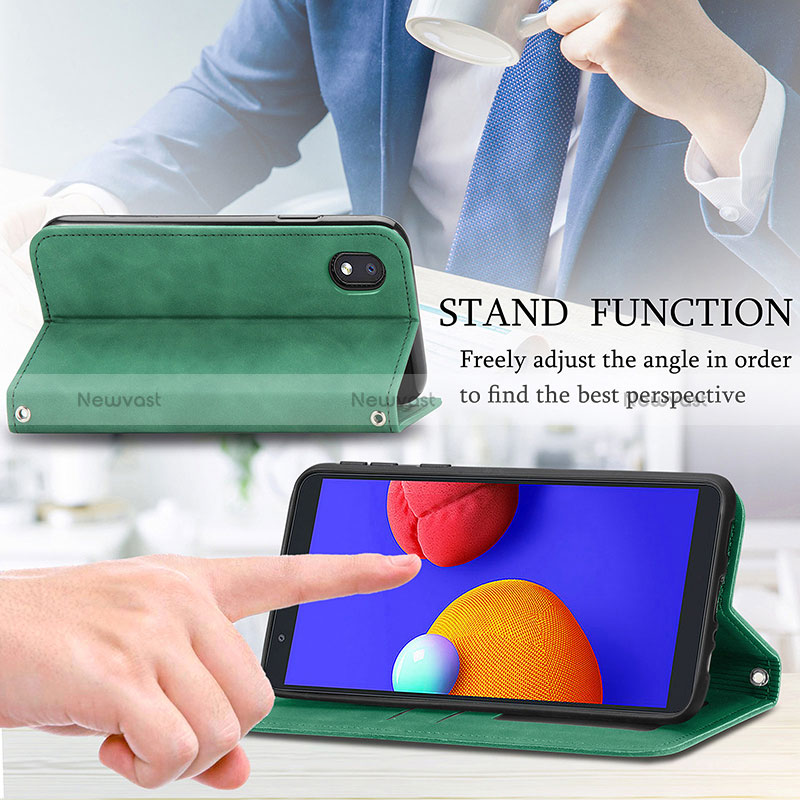 Leather Case Stands Flip Cover Holder S04D for Samsung Galaxy M01 Core