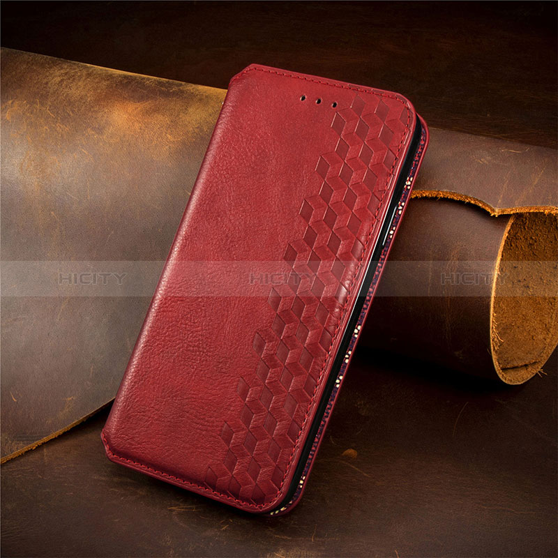 Leather Case Stands Flip Cover Holder S04D for Samsung Galaxy M13 4G Red