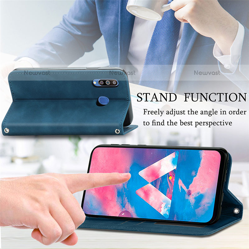 Leather Case Stands Flip Cover Holder S04D for Samsung Galaxy M30