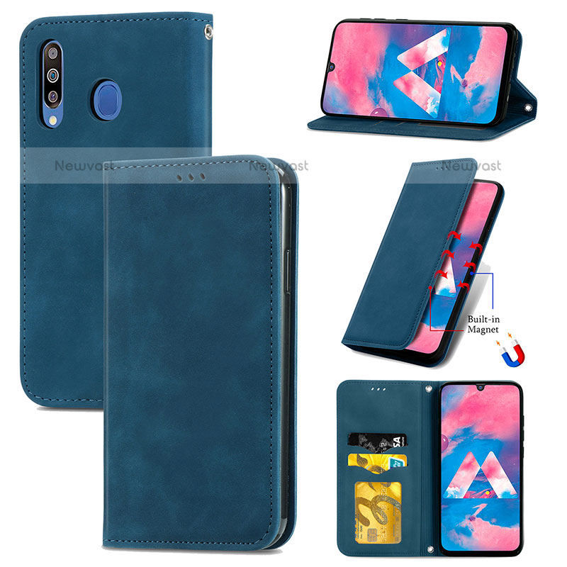 Leather Case Stands Flip Cover Holder S04D for Samsung Galaxy M30